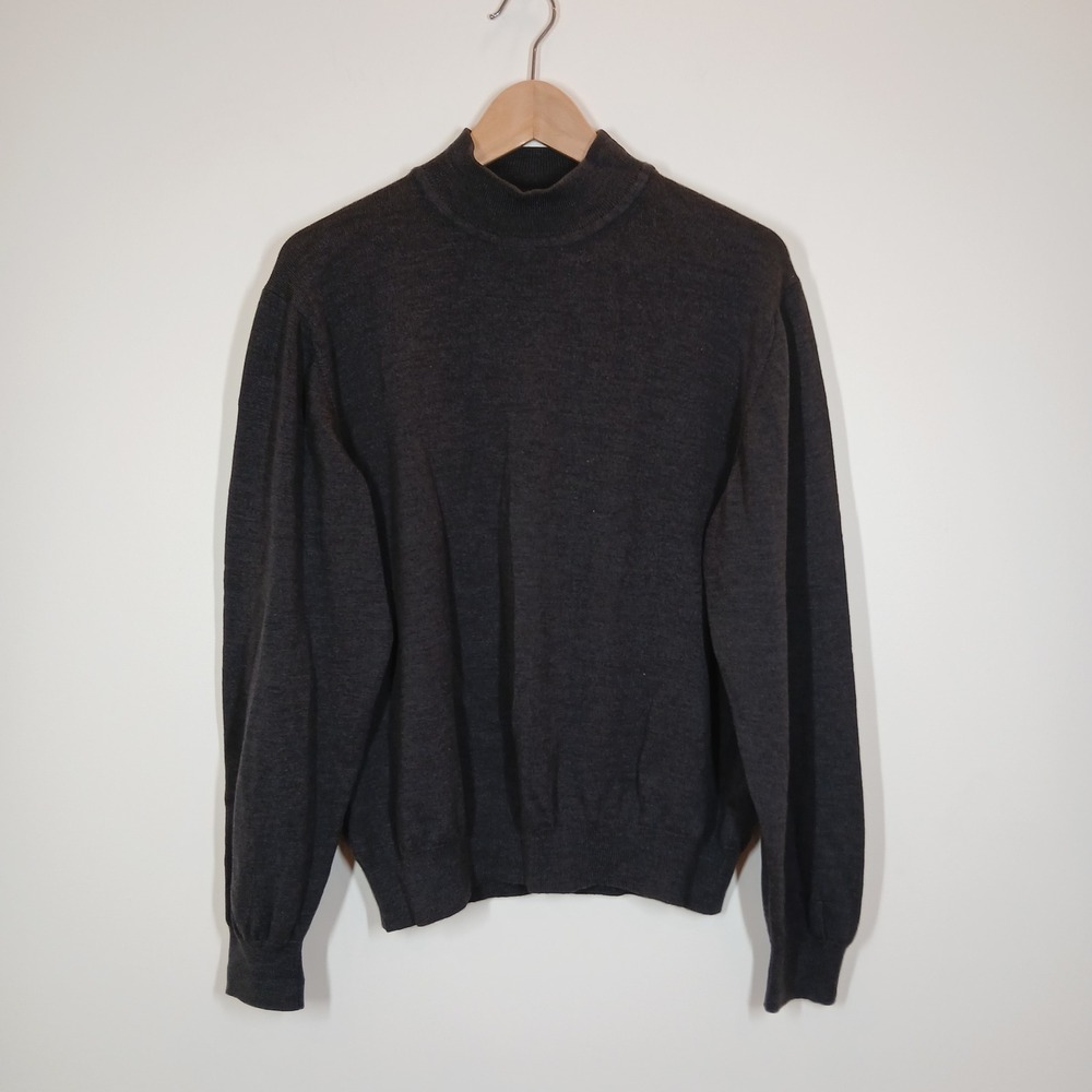 John W. Nordstrom Turtleneck Sweater Men Medium Gray Merino Wool Made Italy